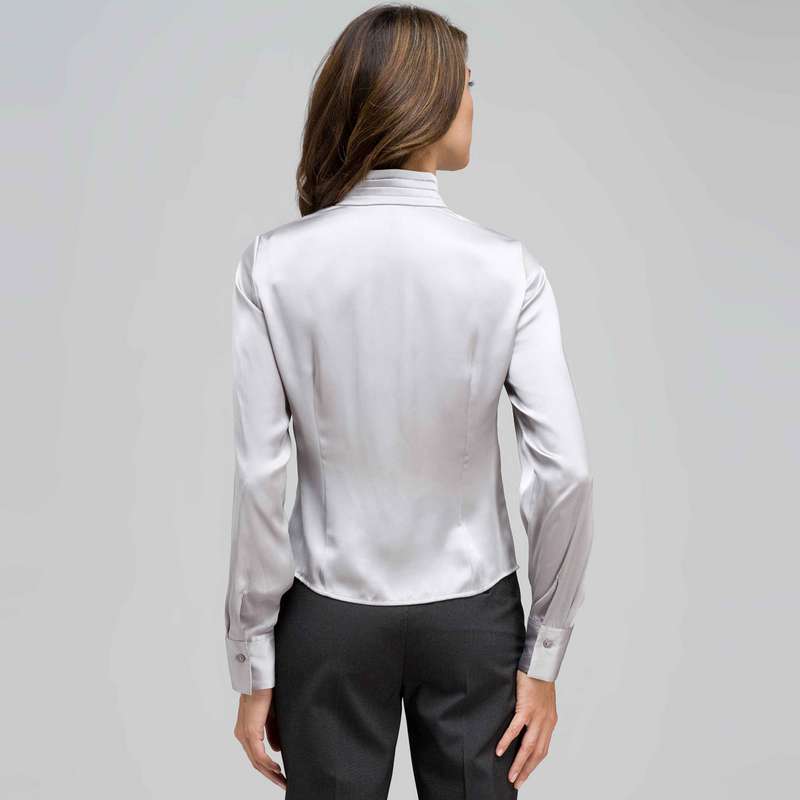 Pleated Bib Long Sleeve Shirt, , large