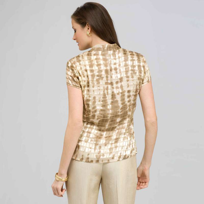 Short Sleeve Printed Blouse., , large